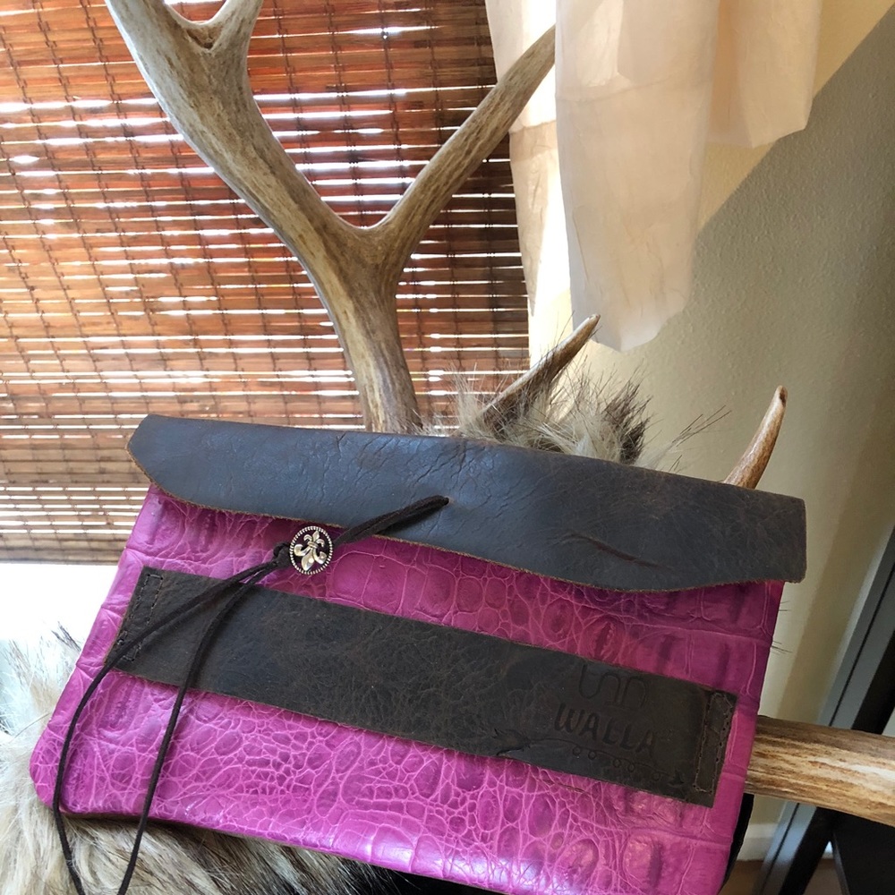 💞PINKLEATHER CLUTCH, HANDMADE